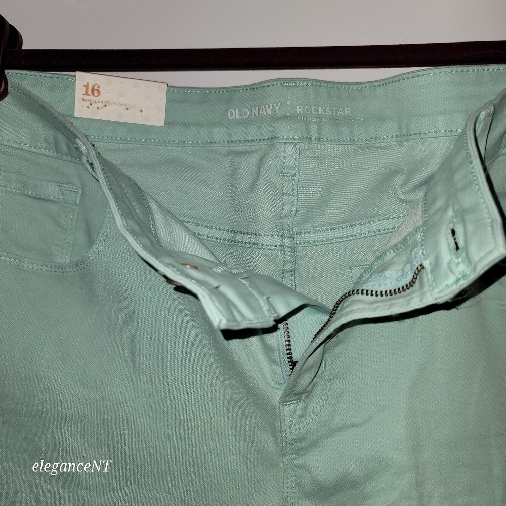 Old Navy Seafoam Green Rockstar mid-rise jeans Sz: 16 NWT - Picture 4 of 8